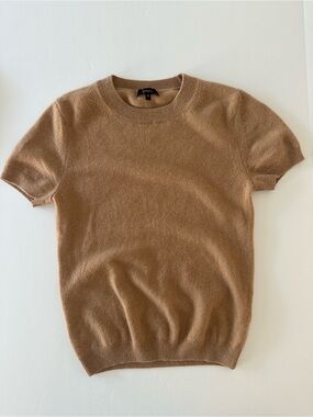 Quince Short-Sleeve Crew Neck Sweater - Camel Brown